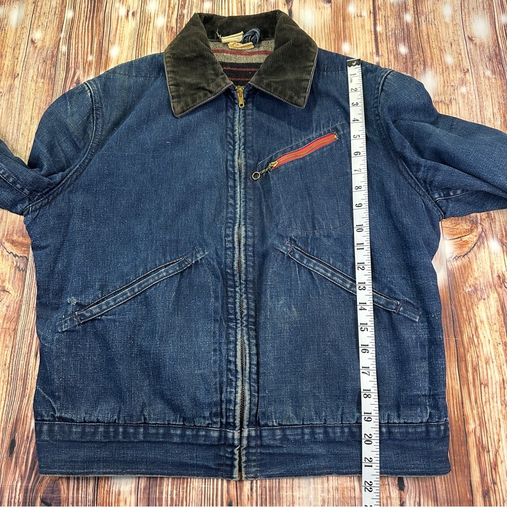 Vintage Blanket Lined Denim Men’s Chore Jacket Detroit Style Size 40 - Picture 12 of 16